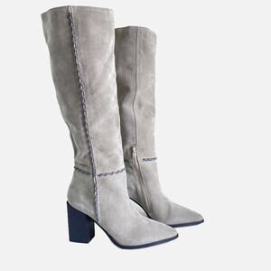 Free People Riley Gray Suede Slip On Mid-Calf Boots Womens Size 10 / 40 NWOT